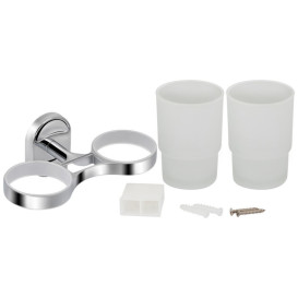 Стакан для зубных щеток Kroner KRM Elbe-ACG2908 двойной с держателем хром CV022868