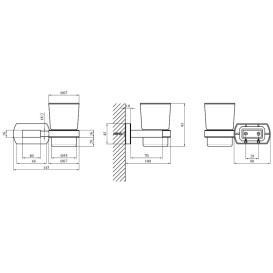 Склянка для зубних щіток Kroner KRM Graz-GRP95602 з тримачем графіт CV022896