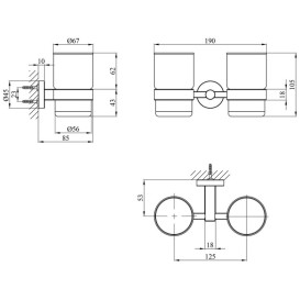 Стакан для зубных щеток Kroner KRP Edelstahl Klassisch-ESG3708 двойной с держателем никель CV025663