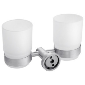 Стакан для зубных щеток Kroner KRP Edelstahl Klassisch-ESG3708 двойной с держателем никель CV025663