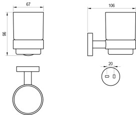Склянка для зубних щіток Ravak Kona KN 210 з держателем чорний матовий X07P1309