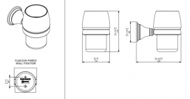 Стакан для зубных щеток Sonia Genoa с настенным держателем матовое стекло/латунь хром 107490