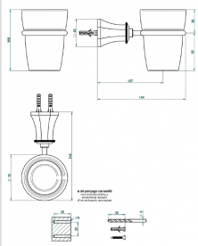 Склянка настінна для зубних щіток THG ArtDeco cristal матове скло/золото A56 H44 00536