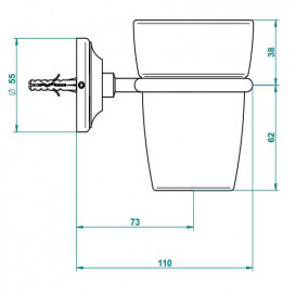 Склянка настінна для зубних щіток THG Savannah матове скло/золото/білий G52 D03 00536