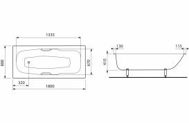 Сталева ванна Jika Praga 180х80 см з ручками білий H2343840000001