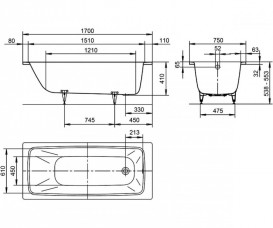 Сталева ванна Kaldewei Cayono 170x75 см mod 750 Easy-Clean і full Anti-Slip +275034013001