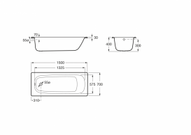 Стальная ванна Roca Contesa встраиваемая 150х70 см белый A236090000