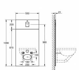 Стеклянный модуль для унитаза с панелью смыва Grohe Skate Cosmopolitan черный 39374KS0