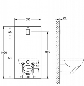 Скляний модуль для унітазу з панеллю змиву Grohe Skate Cosmopolitan білий 39374LS0