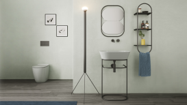 Стеллаж для ванной комнаты Simas Wave 33х21 см металл черный матовый WASS05