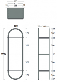 Стеллаж для ванной комнаты Simas Wave 33х21 см металл черный матовый WASS05