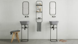 Стелаж для ванної кімнати Simas Wave 33х21 см метал чорний матовий WASS06