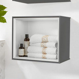 Стелаж для ванної Villeroy & Boch Finion 41,8 х35, 6х27 см з підсвічуванням МДФ антрацит матовий лак/глянсовий білий лак F580GFGK