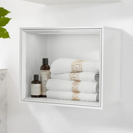 Стеллаж для ванной Villeroy & Boch Finion 41,8х35,6х27 см с подсветкой МДФ белый матовый лак/глянцевый белый лак F580GFMT