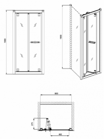 Стенка боковая душевая Kolo Geo 80 см прозрачное стекло профиль серебряный 560.117.00.3