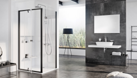 Стенка для душевой кабины Ravak Pivot PPS-100 профиль черный стекло transparent 90GA0300Z1