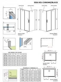 Стенка душевая боковая Radaway Idea Black KDJ S1 120 левая чёрный/прозрачное стекло 387054-54-01L