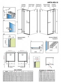 Стінка душова фронтальна Radaway Arta KDJ II 523 права хром прозоре скло 386046-03-01R