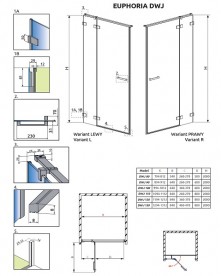 Стенка душевая фронтальная Radaway Euphoria DWJ Wall 343 правая хром прозрачное стекло 383214-01R