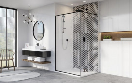 Стенка душевая фронтальная Radaway Modo New Black II Frame 160 черный/прозрачное стекло 389164-54-56