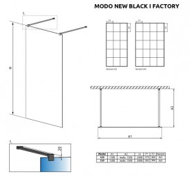 Стінка душова фронтальна Radaway Modo New Black I Factory 120 чорний / прозоре скло 388124-54-57