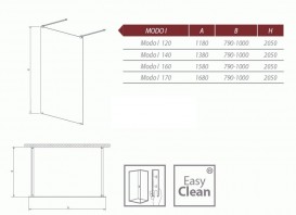 Стенка душевая фронтальная Radaway Walk-in Modo I 160 хром прозрачное стекло 351164-01-01N