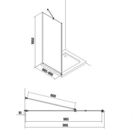Стенка душевая Jika Cubito Pure 100х195 см профиль хром прозрачное стекло H2974230026681