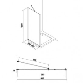 Стенка душевая Jika Cubito Pure 90х195 см профиль хром прозрачное стекло H2974220026681