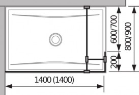Стінка душова Jika Cubito Pure Perla Glass 140 см сріблястий профіль прозоре скло H2674280026681