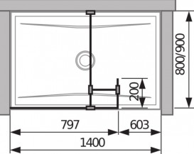 Стінка душова Jika Cubito Pure Perla Glass 79.7 см сріблястий профіль прозоре скло H2684220026681