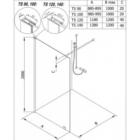 Стенка душевая Kolpa-San Corona TS OPEN 140 CORONA STABILIZAT 140х200 см профиль хром/прозрачное стекло 503130