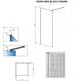 Стенка душевая Radaway Modo New Black II Frame 90 чёрный/прозрачное стекло 389094-54-56