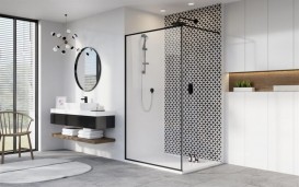 Стенка душевая Radaway Modo New Black II Frame 75 чёрный/прозрачное стекло 389075-54-56