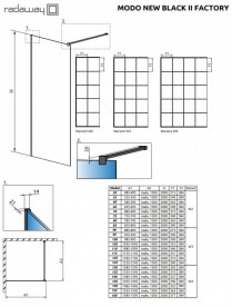 Стенка душевая Radaway Modo New Black II Factory 65 чёрный/прозрачное стекло 389065-54-55