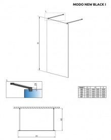 Стенка душевая Radaway Modo New Black I 130 чёрный/прозрачное стекло 388134-54-01