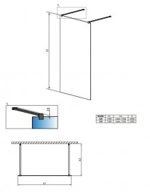 Стенка душевая Radaway Modo X I Black Frame Walk-in 120 см черный/стекло Frame 388324-54-58