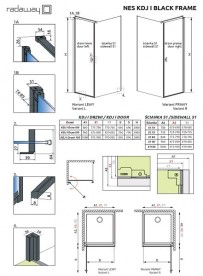 Стенка душевая Radaway Nes Black KDJ I Frame S1 100 см черный/стекло Frame 10039100-54-56