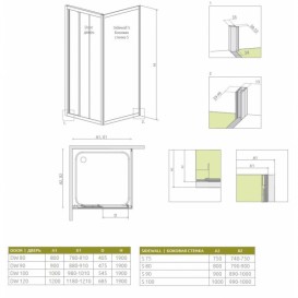 Стенка душевая Radaway Treviso S 75 профиль хром прозрачное стекло 32433-01-01N