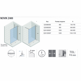 Стінка душова Riho Novik Z400 95 см хром/прозоре скло GZ4100000