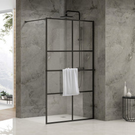 Стенка душевая Volle Malla Negra Walk-In 120 см черный матовый/прозрачное стекло 18-08-120black set