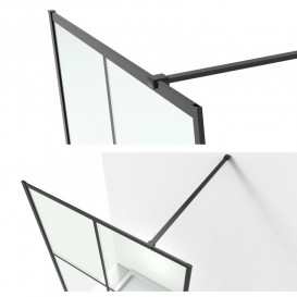 Стенка душевая Volle Malla Negra Walk-In 120 см черный матовый/прозрачное стекло 18-08-120black set