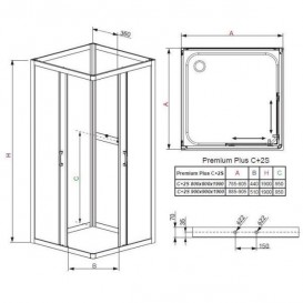 Комплект задніх стінок Radaway Premium Plus 2S 90 см профіль хром скло фабрик 33433-01-06N