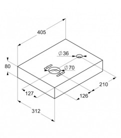 Столешница для раковины KLUDI PLUS  с отверстиями под сифон и смеситель  цвет белый 49CM143