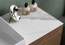 Стільниця для шафки та бокового елемента Geberit One 45х46,5 см керамограніт білий мармур 505.081.00.1