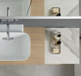 Стільниця для шафки та бокового елемента Geberit One 45х46,5 см керамограніт білий мармур 505.081.00.1