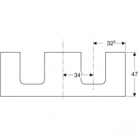 Столешница Geberit One 135x3x47 см с двойным вырезом ДСП серый матовый 505.276.00.7