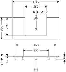 Столешница Hansgrohe Xelu Q 118х55 см с вырезом под раковину 60 см ДСП матовый серый 54111910