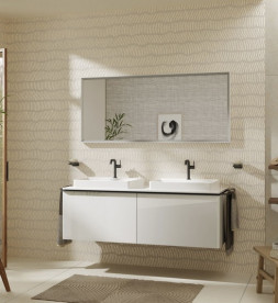 Стільниця Hansgrohe Xelu Q 156х55 см з 2 вирізами під раковину 60 см ДСП білий глянсовий 54112050