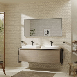 Стільниця Hansgrohe Xelu Q 156х55 см з 2 вирізами під раковину 60 см ДСП натуральний дуб 54112230