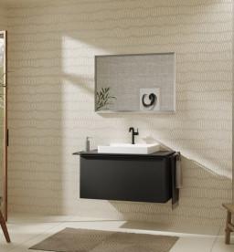 Столешница Hansgrohe Xelu Q 98х55 см с вырезом под раковину 60 см ДСП матовый серый 54110910